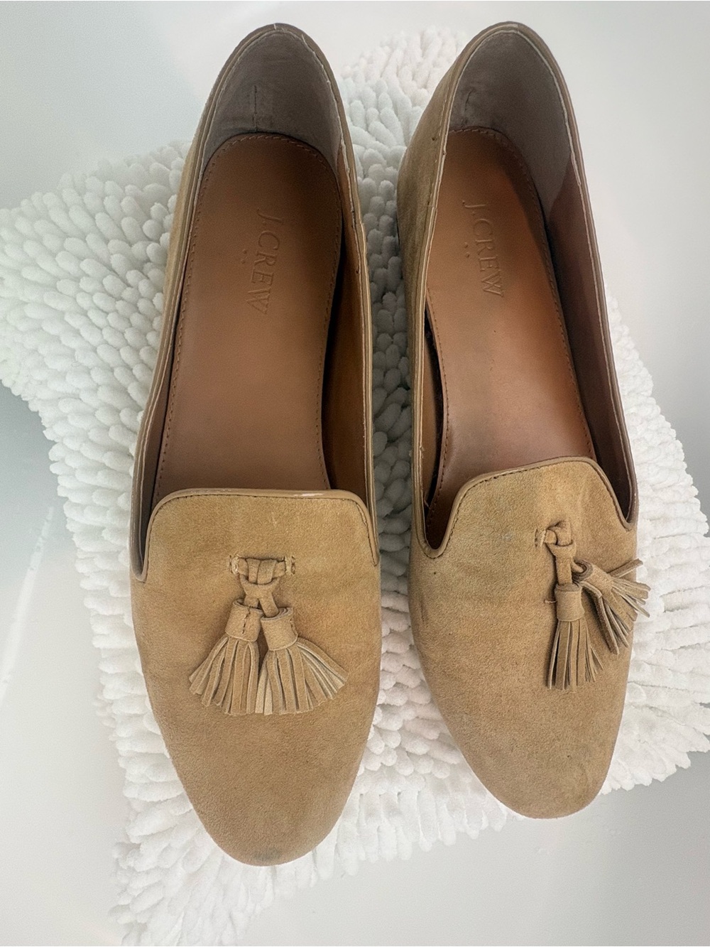 J. Crew Suede Tassel Loafers in Tan Suede